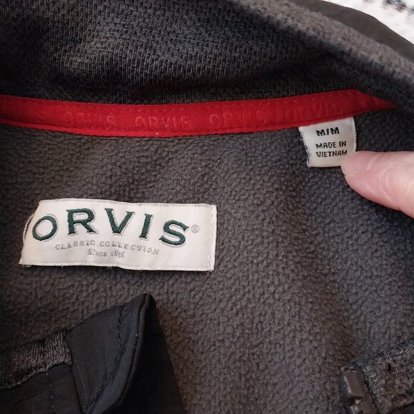 ORVIS Men’s Medium Gray Fleece Full Zip Front Pocket Jacket/Sweater - Picture 2 of 7